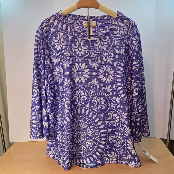 NEW Alfred Dunner Women's Tropic Zone Purple 2XL Blouse - NWT - Picture 1 of 8